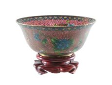 A Japanese plique à jour cloisonné bowl and stand