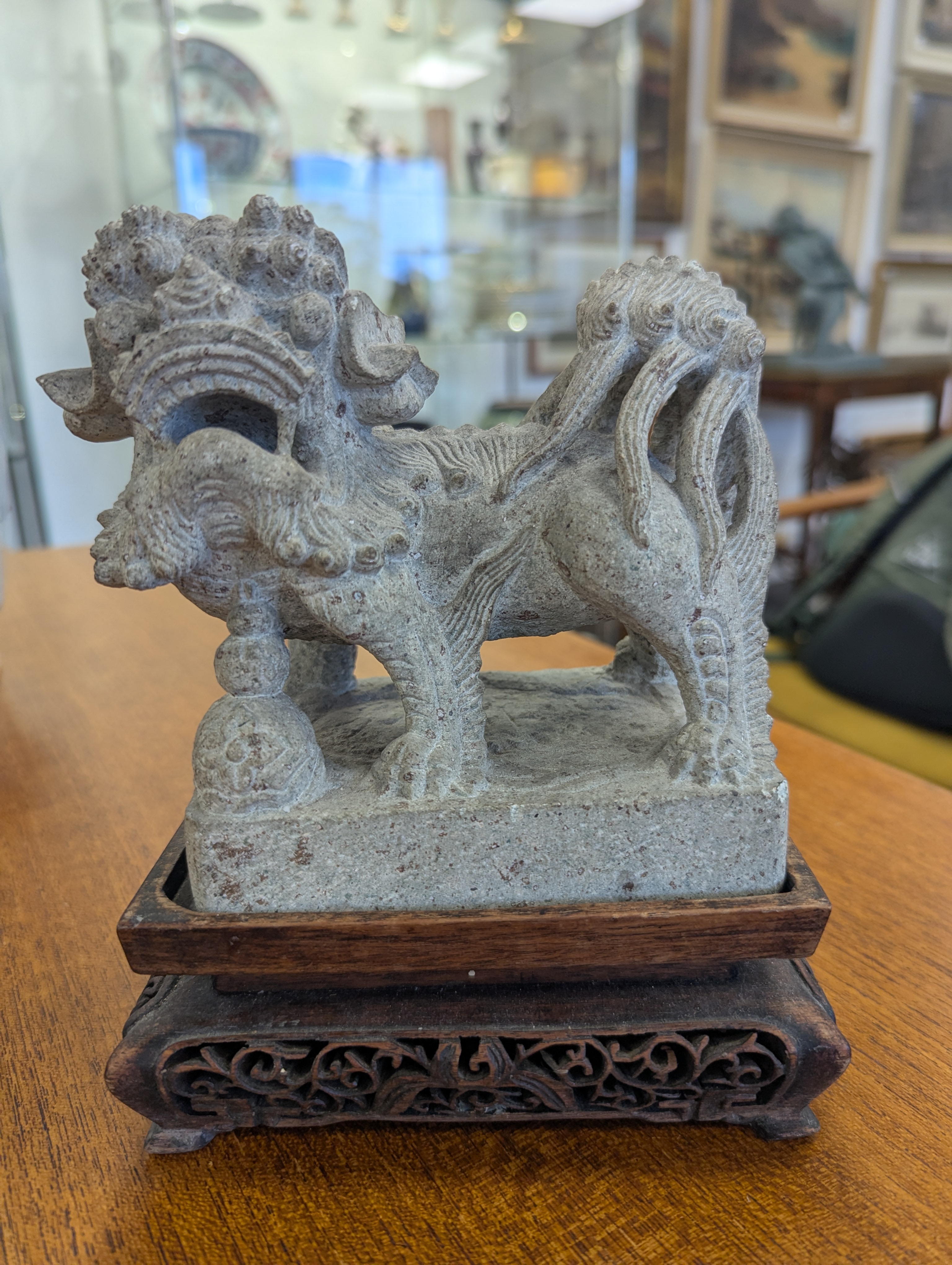 A pair of Chinese composite stone Buddhist temple lions - Image 9 of 37