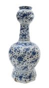 A Dutch Delft blue and white bottle vase,