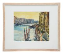 David Gluck ARCA, RWS, RE, NEAC (British, 1939-2007) 'From the Rialto Bridge, Vebice'