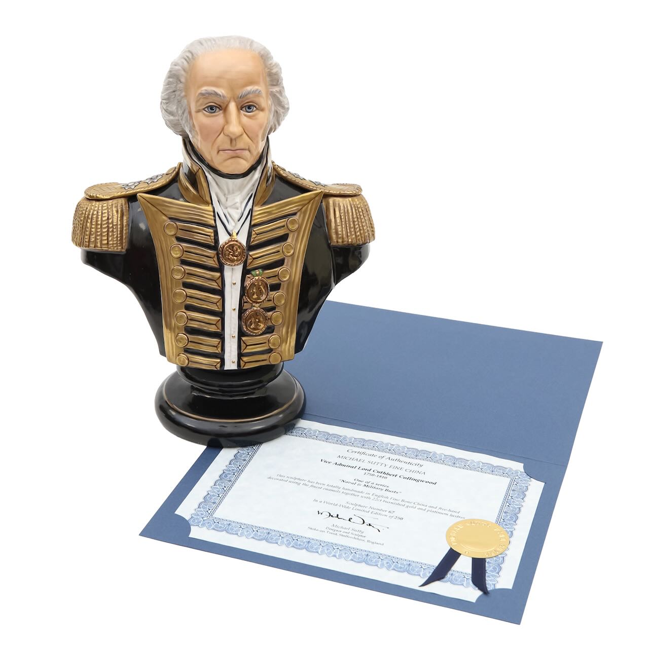 A Michael Sutty porcelain bust of Vice Admiral Lord Cuthbert Collingwood