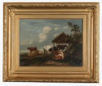 Follower of Thomas Sidney Cooper (British, 1803-1902) Cattle by The Hut