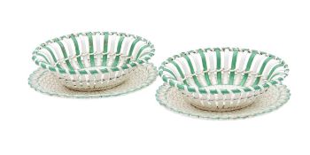 A pair of Wedgwood creamware baskets and stands