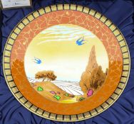 A Royal Worcester 'Swallows at Dusk' porcelain pedestal bowl