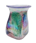 A contemporary iridescent glass vase