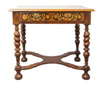 A William & Mary walnut and marquetry side table,