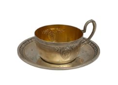 A WMF silver plated teacup and saucer