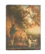 English School (late 18th/early 19th century) Figures in landscape