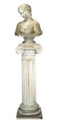 After the Antique, a composite stone bust of Clytie on a column