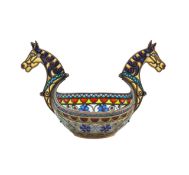 A Marius Hammer silver gilt and plique à jour salt