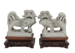 A pair of Chinese composite stone Buddhist temple lions