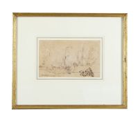 John Christian Schetky (British, 1778-1874) 'Shipping off the coast...