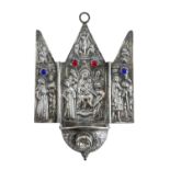 A Continental silver triptych font or bénitier