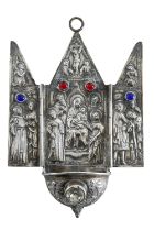 A Continental silver triptych font or bénitier