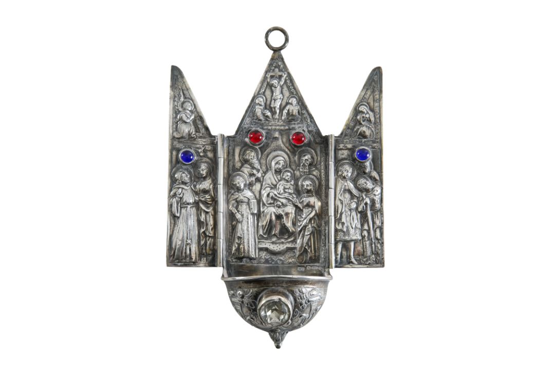 A Continental silver triptych font or bénitier - Image 1 of 2