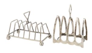 An Edward VII and a George V and silver toast rack