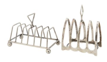 An Edward VII and a George V and silver toast rack