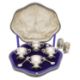 A cased George V silver cruet set, and two Victorian pepperettes - Image 1 of 3