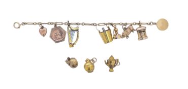 A charm bracelet with eleven charms