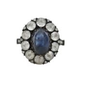 A sapphire and diamond cluster ring