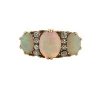 An Edwardian opal and diamond ring