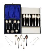 A collection of George III and later silver flatware