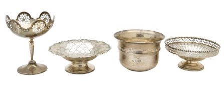 A group of four Mappin & Webb silver dishes and bowls