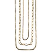 A group of three 9ct gold chains
