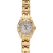 A Rolex Oyster Perpetual Datejust Pealmaster 18ct gold lady's wristwatch