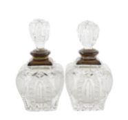 Two Edward VII silver mounted cut glass perfume bottles