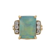 An opal and diamond dress ring