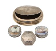 A Victorian silver and three Continental silver boxes