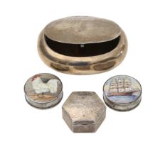 A Victorian silver and three Continental silver boxes