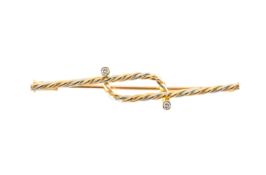 A Cartier 18ct gold two coloured gold bar brooch
