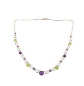 An Edwardian amethyst, peridot and enamel necklace