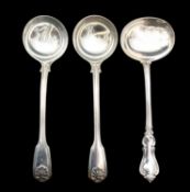 A William IV and two Victorian silver ladles