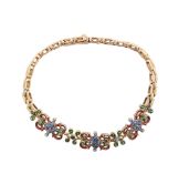 An enamel and gem-set fancy link bracelet