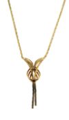A 9ct gold flat link 'V' necklace