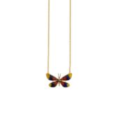 An enamelled butterfly necklace