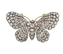A mid Victorian diamond-set en tremblant butterfly brooch