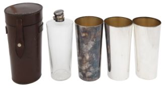 A James Dixon & Sons silver plated flask and hip flask