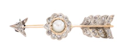 An Edwardian diamond arrow brooch
