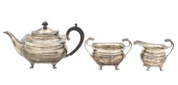 A George V silver three piece tea service