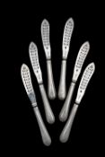 A set of six Victorian silver fish knives