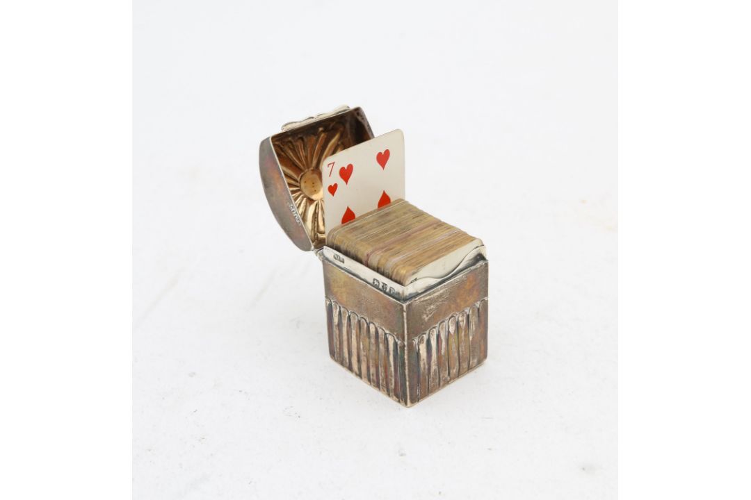 An Edward VII silver stamp box, a George V double sovereign case and a Victorian playing card box - Image 2 of 2