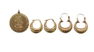 A 9ct gold St Christopher pendant