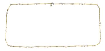 A long pearl and bar necklace