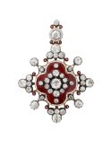 A mid Victorian diamond and enamel pendant