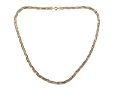 A 14ct tricolour gold flat chain