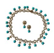 A matching costume necklace choker and earrings